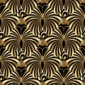 Abstract gold butterflies seamless pattern.