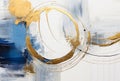 abstract gold circles painting on white background generative AI Royalty Free Stock Photo