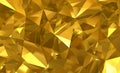 abstract gold crystal background, faceted texture, macro panorama, wide panoramic polygonal wallpaper Royalty Free Stock Photo