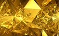 abstract gold crystal background, faceted texture, macro panorama, wide panoramic polygonal wallpaper Royalty Free Stock Photo