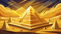 Abstract Gold 3d pyramids background. Vector illustration Royalty Free Stock Photo