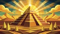 Abstract Gold 3d pyramids background. Vector illustration Royalty Free Stock Photo