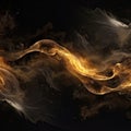 Abstract gold dust background over black. Beautiful golden art widescreen background Royalty Free Stock Photo