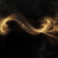 Abstract gold dust background over black. Beautiful golden art widescreen background Royalty Free Stock Photo