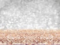 Abstract gold floor and silver wall glitter blur background stud
