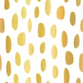 Abstract gold foil spot shapes seamless vector pattern. Shiny metallic golden marks on white background. Modern strokes design for Royalty Free Stock Photo