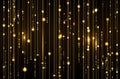 Abstract gold glitter bokeh lights vector background with falling sparkle liquid drop, golden rain or dust. Sparkling Royalty Free Stock Photo