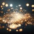 Abstract gold glitter defocused rays lights bokeh Festive Christmas background. generative AI Royalty Free Stock Photo
