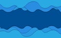 3d wavy blue paper cut background