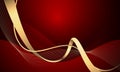 Abstract gold light luxury wave curve on red design modern creative background vector Royalty Free Stock Photo