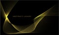 Abstract gold line wave mesh curve overlap on black luxury design modern creative background vector Royalty Free Stock Photo