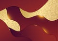 Abstract gold lines pattern business technology on red gradients background Royalty Free Stock Photo