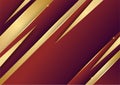 Abstract gold lines pattern business technology on red gradients background Royalty Free Stock Photo