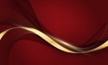 Abstract gold lines wave curve luxury on red background vector