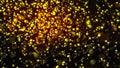 Abstract gold liquid plastic particles background, 3d illustration, science physics backdrop, computer generated