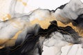 Abstract Gold Oil Painting with High Textured Black and White Marble Background Royalty Free Stock Photo