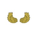 Abstract gold pair of spread out angel or eagle bird wings isolated on white background Royalty Free Stock Photo