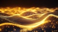Abstract gold particle wave flowing over dark background Royalty Free Stock Photo