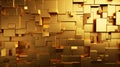 Abstract gold puzzle background, wall of shiny metal pieces, pattern of golden blocks. Concept of business, game, design, jigsaw, Royalty Free Stock Photo