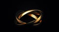 Abstract gold ring on a black background. 3d rendering, 3d illustration. Generative AI Royalty Free Stock Photo