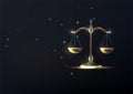 Abstract gold scales, justice, law, judgement concept. Vector illustration. Royalty Free Stock Photo