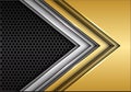 Abstract gold silver arrow on dark gray circle mesh design modern futuristic background vector Royalty Free Stock Photo