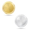 Abstract gold and silver coin with diamonds Royalty Free Stock Photo