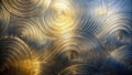 Abstract gold and silver concentric circles background texture featuring a wave pattern design with subtle light and shadow Royalty Free Stock Photo
