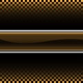 Abstract gold silver label on checkered gradient black pattern design racing background vector