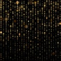 Abstract gold sparkle shine light confetti bokeh on glittering black background. Luxury shimmer texture template. EPS 10 Royalty Free Stock Photo