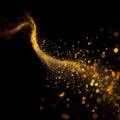 Abstract Gold Sparkles and Glitter Trail on Black Background Royalty Free Stock Photo