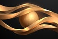 Abstract gold sphere and swirl lines background