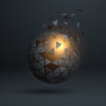 Abstract gold sphere with triangles