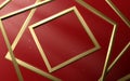 Abstract gold square shaped frames overlap on a red background. Luxury background. Vector illustration Royalty Free Stock Photo