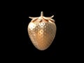 Abstract gold strawberry with black background 3d render