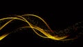 Abstract gold strips design. Shiny golden moving lines design element with glitter effect on dark background