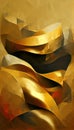 Abstract Gold Texture Background, Bronze Waves Pattern, Luxury Metallic Mockup with Copy Space, Generative AI Illustration