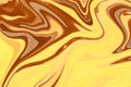 Abstract gold wave liquid background. Caramel texture