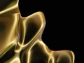 Abstract Gold Wave metal design. Shiny golden design element on dark background for Business card or technology website background Royalty Free Stock Photo