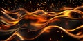 Abstract gold wave texture with glowing sparkles