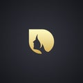 Abstract Gold Woman Logo. Vector Illustration