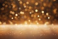 Abstract golden background with bokeh and sparkles. AI generative Royalty Free Stock Photo