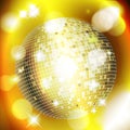 Abstract golden background with disco ball Royalty Free Stock Photo