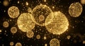 Abstract Golden Binary Code Spheres Floating in Dark Space, Data Concept Royalty Free Stock Photo