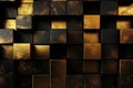 Abstract Golden and Black Cubes Background. Generative AI