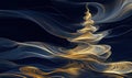 Abstract golden and blue flowing lines creating a mesmerizing wave pattern Royalty Free Stock Photo