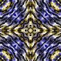 Abstract golden blue kaleidoscopic fractal pattern Royalty Free Stock Photo