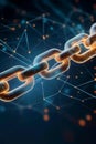 Abstract Golden Chain with Blockchain Concept, Symbolizing Interconnectivity and Digital Networking Royalty Free Stock Photo