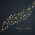 Abstract golden Merry Christmas background with snowflakes