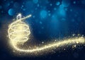 Abstract Golden Christmas Bauble in Night Royalty Free Stock Photo